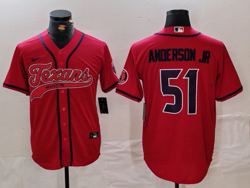 Men Houston Texans 51 Anderson Jr Red Joint Name 2024 Nike Limited NFL Jersey style 3